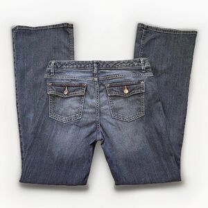 BANANA REPUBLIC FLARE JEANS Womens  29x32 8R Flap Pockets Mid Rise Medium Wash